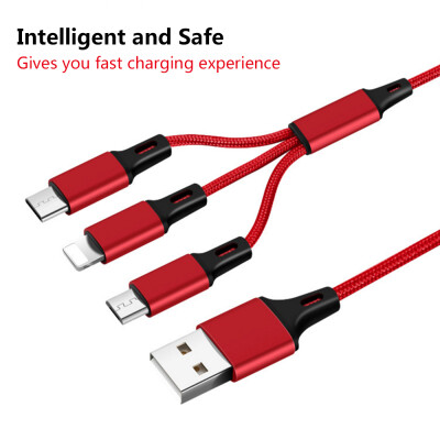 

High-quality Nylon Braided Type-C Lightning Micro USB Data Cable 3 in 1 Fast Charge Stable Data Transmission Charging Cable for iP