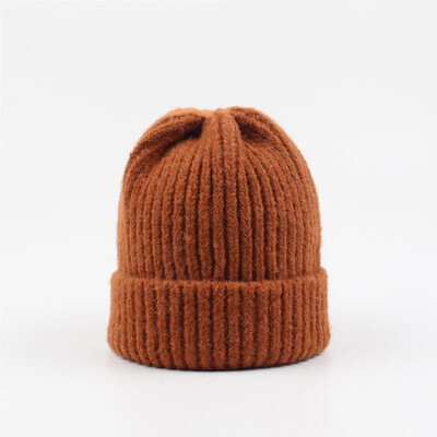 

Fashion Women Ribbed Knitted Beanies Solid Color Dome Cute Sweet Winter Warm Skullies Headwear