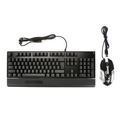 

Wired 104 Keys Blue Switch Mechanical Keyboard with Wrist Rest Mouse Kit