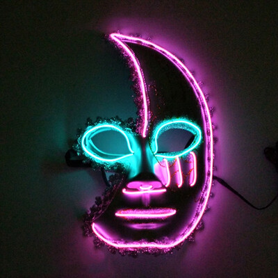 

Half Face Glowing Mask Crescent Shape Halloween Funny Screaming Ball Mask for Halloween Party Cosplay Costume Props Tools
