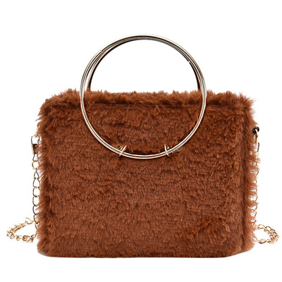

Women Solid Color Hairy Shoulder Bag Fashion Ladies Plush Messenger Bags Brand Designer Chain Square Crossbody Bag Tote YJ