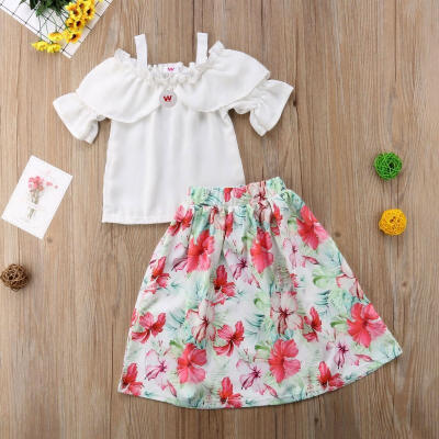 

New Floral Toddler Kids Baby Girl Off Shoulder Tops Blouse Dress Outfits Clothes