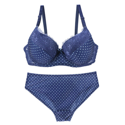 

Toponeto Fashion New Women Bra Cup Bra Lace Dot Print Bra Suit Sexy Underwear Suit
