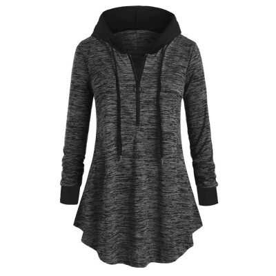 

Gobestart Women Casual Plus Size Space dyeing Long Sleeve Hooded Tunic Tops T Shirt Blouse