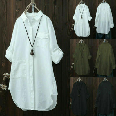 

Women V Neck Long Sleeve Floral Loose Tops Casual Plain Tee Shirt Blouse -2XL