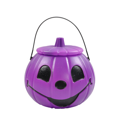 

New&new fine art Halloween with cover pumpkin candy bucket cute creative funny decoration childrens gift portable small box with candy pumpkin lamp purple paragraph 18cm18cm