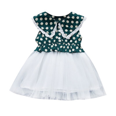 

Baby Dresses Summer Casual Baby Girls Polka Dot Pattern Sleeveless Patchwork Mesh Dress Kids Toddler Pageant Sundress
