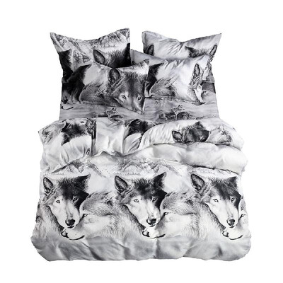 

4pcsset 3D Wolf Printed Pattern Bedding Set Bedclothes Comforter Cover Bed Sheet Pillowcase