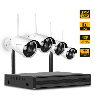 

4CH NVR 4 pcs720P Cameras Kit Night Vision IP Camera Security&Surveillance System Support Remote Control AU Plug