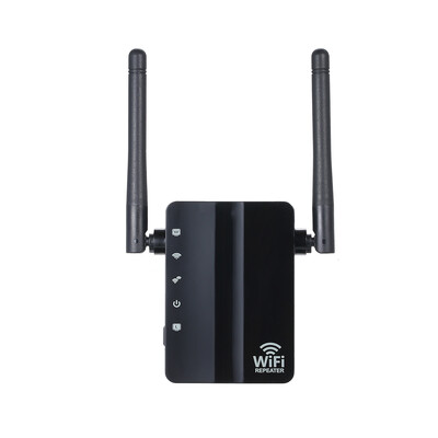 

WiFi Repeater Wireless 300Mbps Router AP Mode WiFi Extender 24G Wireless Repeater Black