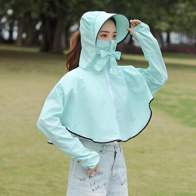

Sunscreen womens short jacket new shawl long-sleeved UV electric car sunscreen thin student Korean version