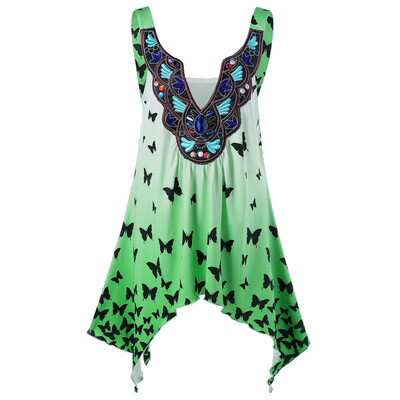 

Plus Size Ombre Butterfly Asymmetrical Tank Top