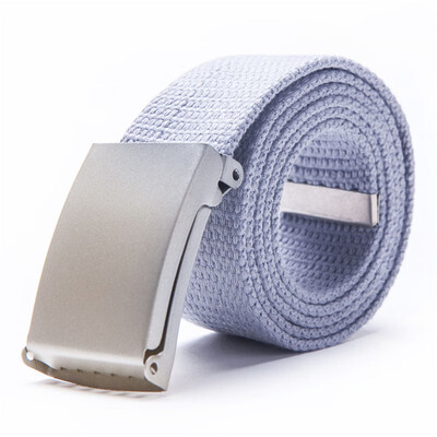 

2019 New Fashion Men Women General belts Canvas Unisex Candy Color belt Solid Buckle Military belts For Jeans Cowboy Pants 110cm