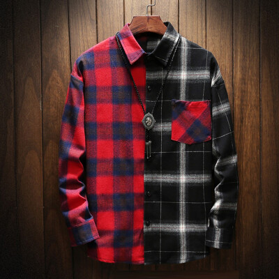 

Tailored Mens Fashion New Style Retro Plaid Shirt Long-Sleeved Shirt Comfortable Shirt