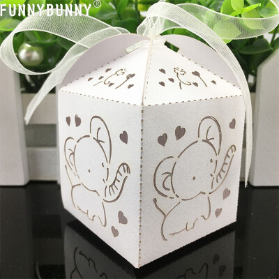 

FUNNYBUNNY 20pcs Hollow Cut Fashion Elephant Pattern Candy Boxes Gift Bags Wedding Favors Gift Boxes Small Gifts