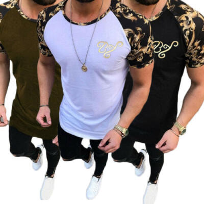 

Mens Short Sleeve T Shirt Slim Fit Casual Blouse Tops Summer Clothing Muscle Tee