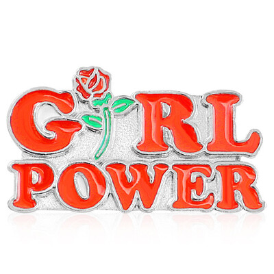 

Girl Power Pin Red Letter Rose Badge Brooch Women Bag Hat Clothing Collar Pins