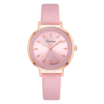 

Popular solid color student watch Korean casual simple PU leather ladies watch