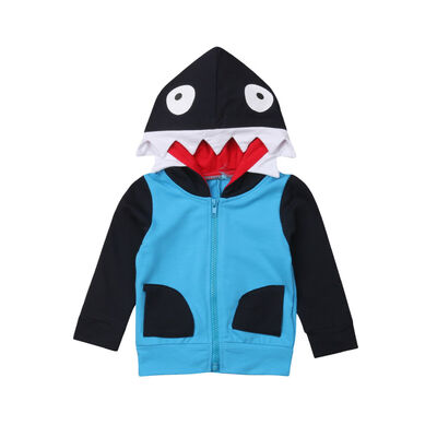 

New Kids Boys Girls Shark Hoodie Zip-Up Coat Sweater Jacket Sweatshirt Costume