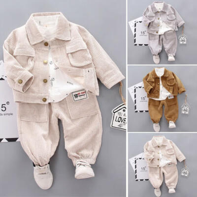 

Toddler Kids Baby Boys Girls Jacket Coat Shirt Pants 3Pcs Outfit Clothes Set