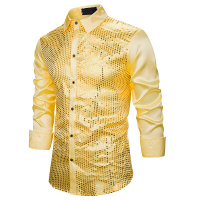 

Tailored Mens Solid Button Slim Fit Turn-Down Collar Long Sleeve Top Blouse Shirt
