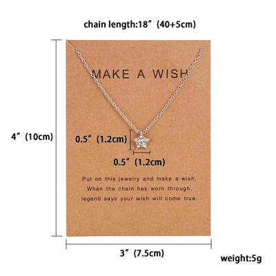 

Fashion Star Paper Card With Bow Pendant Women Minimalist Clavicle Chain Necklace Statement Valentines Day Gift Card
