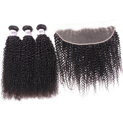 

UNice 8A Brazilian Human Hair Bundles with Frontal 134 Ear to Ear Frontal Kinky Curly