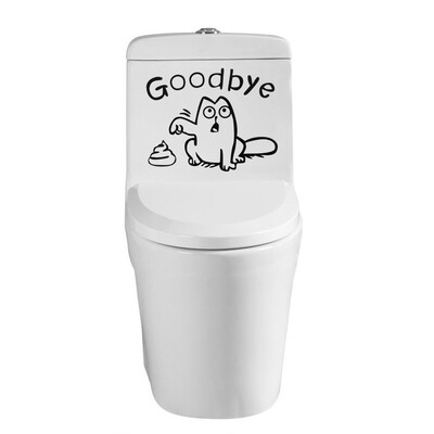 

〖Follure〗Funny Cat Toilet Seat Wall Sticker Bathroom Decoration Decals Decor