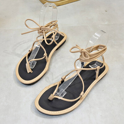 

Chic cross-tie sandals with toes&feet children summer Korean flat-soled Roman shoes