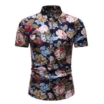 

Mens Shirt Summer Fashionable Casual Floral Printed Short Sleeve Shirts