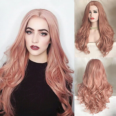 

〖Follure〗70CM Sexy Natural Wave Pink Party Wigs Long Curly Hair Synthetic Wig