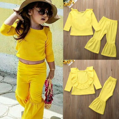 

2pcs Fashion lovely Kids Baby Girls Toddler tops Flared pants Clothes Outfits