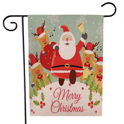 

Christmas Winter Garden Flag Santa Claus Snowman Indoor Outdoor Home Decor Flags Happy Festival Household Hanging Flag