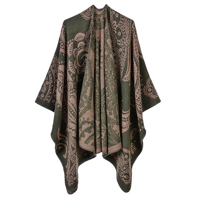 

Fashion Women Poncho Winter Floral Pattern Scarf Cardigan Warm Vintage Shawl Pashmina Outerwear