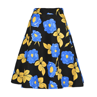 

Roseonmyhand Womens Ladies Vintage Summer Floral Print High Waist Skater Skirt Mini Skirt