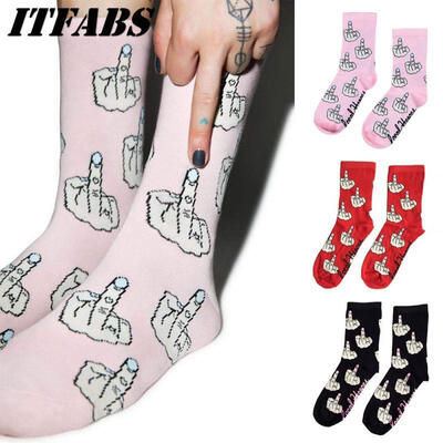 

Middle Finger Short Socks Women Men Hip Hop Funny Alien Planet Cartoon Socks