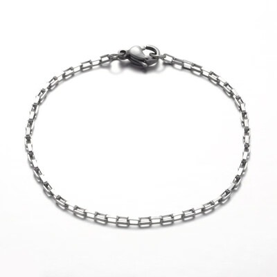 

316 Stainless Steel Box Chain Bracelets with 304 Stainless Steel Lobster Claw Clasps Stainless Steel Color 190mm