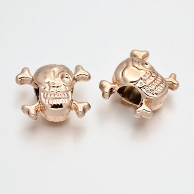 

Cadmium Free & Nickel Free & Lead Free Unfading Alloy European Beads Large Hole Skull Beads Rose Gold 12x15x8mm Hole 5mm