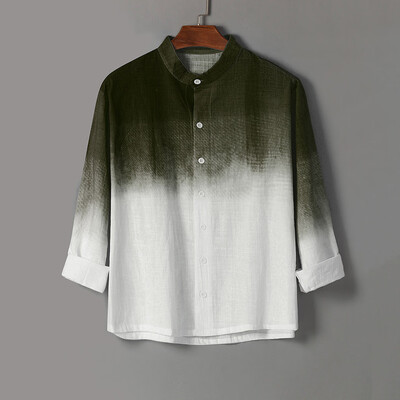 

Tailored Summer Mens Cool Thin Breathable Hanging Dyed Gradient Cotton Shirt