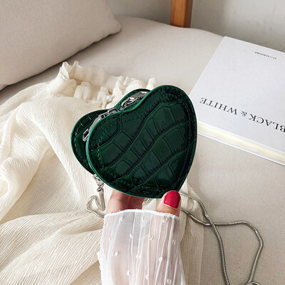 

Tailored Women Serpentine Leather heart-shape Crossbody Bag Handle Bag Chain Shoulder Bag