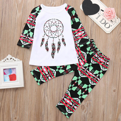 

Toddler Baby Dream Catcher Print Long Sleeves TopPants Kid Clothes Outfits Sets