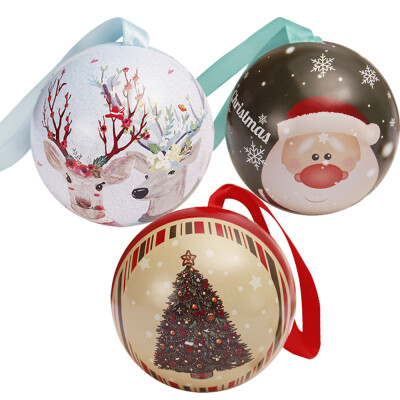 

〖Follure〗Tinplate Round Ball Boxes Galaxy Reindeer Santa Tree Hanging Decorations Party