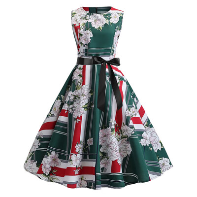 

Color Block Flower A Line Vintage Dress