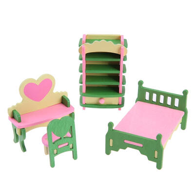 

Mini Wooden Furniture DIY Dollshouse Sets Educational Pretend Play Toys