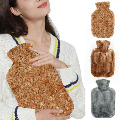 

Luxury Faux Fur Hot Water Bottle with Cover Winter Portable Outdoor Hand Warmer Water-filled Bottles Warming Product Friend Gift