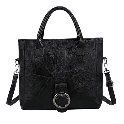 

Tailored Fashion Womens Solid Color Large Capacity Zipper Leather Shoulder Bag Handbag