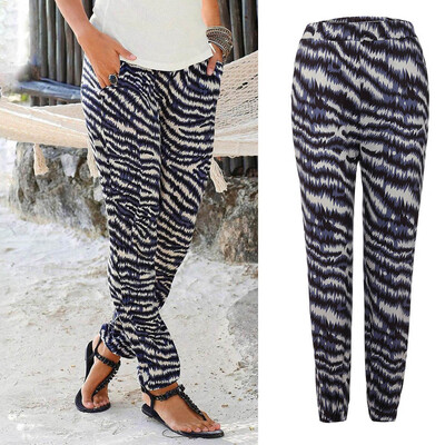 

Women High Waist Printing Easy Trousers Long Pants Sandy Beach Pants
