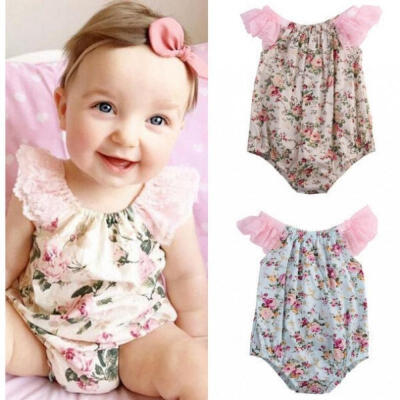 

Newborn Baby Girls Lace Floral Bodysuit Romper Jumpsuit Outfits Sunsuit Clothes