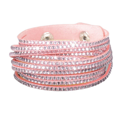

Personality Solid Drill Colourful Rhinestone Multi-Layer Leather Rope Manual Bracelet Unisex Pair Jewellery