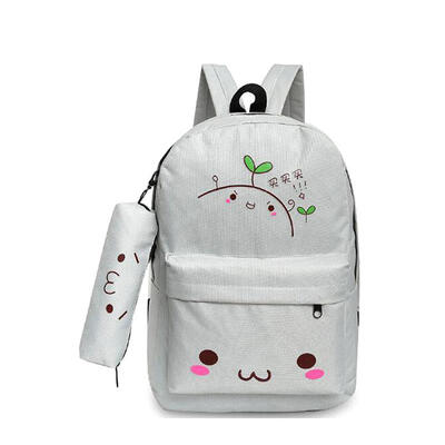 

Casual Cartoon Canvas Backpack Large Capacity Girls Students School Bags Send Pencil Bag